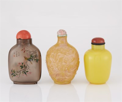 Lot 232 - Group of Three Chinese Glass Snuff Bottles...