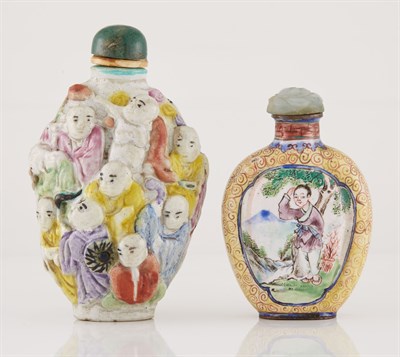 Lot 228 - Chinese Molded Porcelain Snuff Bottle The...