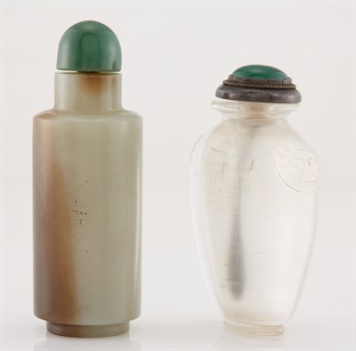 Lot 236 - Chinese Celadon and Russet Jade Snuff Bottle...