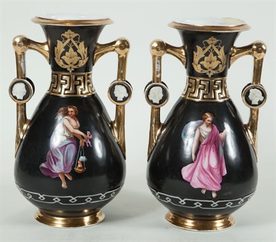 Lot 391 - Pair of Paris Porcelain Gilt and Figural...