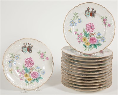 Lot 368 - Set of Fourteen French Floral Decorated...