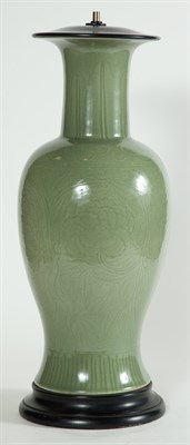 Lot 318 - Chinese Celadon Glazed Porcelain Tall Vase...