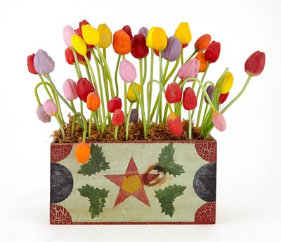 Lot 230 - Painted and Decorated Wood Box with Glass...