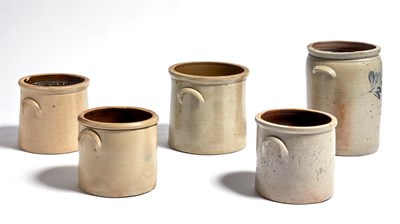 Lot 170 - Five Cobalt Decorated Salt Glazed Stoneware...
