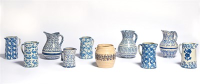Lot 266 - Group of Blue and White Sponge Decorated...