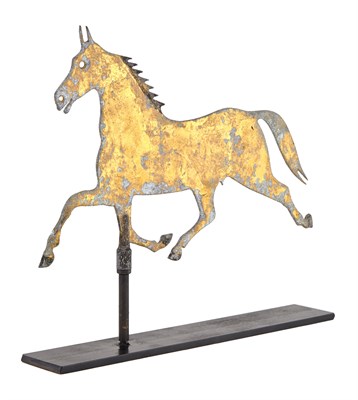 Lot 325 - Gilt Zinc Flat Running Horse Weathervane On a...