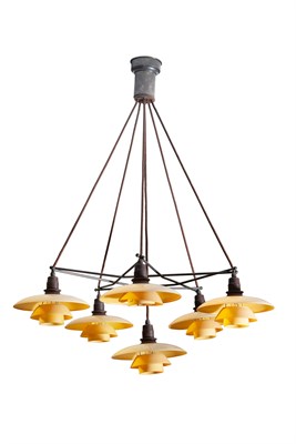 Lot 219 - Poul Henningsen Patinated Metal and Opaline...