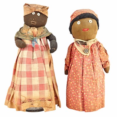 Lot 279 - Two Cloth and Bottle Black 'Mammy' Dolls...