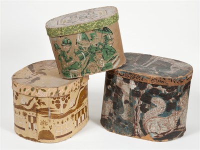 Lot 252 - Group of Three American Wallpaper Band Boxes...