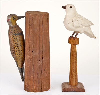 Lot 219 - Carved and White Painted Wood Figure of a Bird...