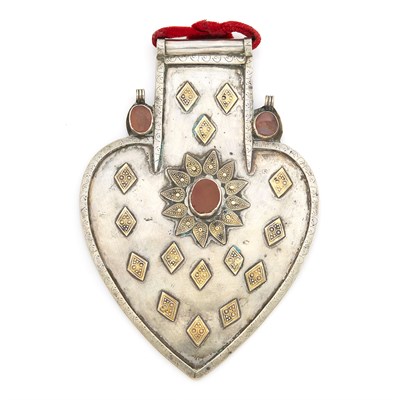 Lot 2162 - Mixed Metal and Carnelian Breast Plate Pendant