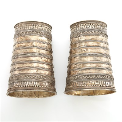 Lot 2169 - Pair of Wide Metal Cuff Bracelets