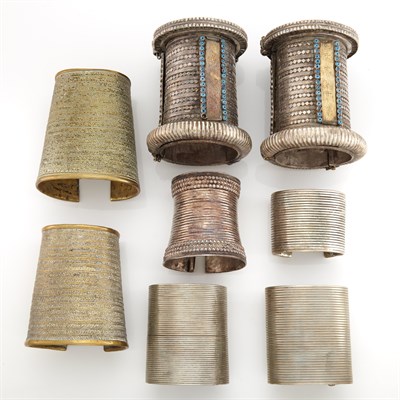Lot 2172 - Group of Mixed Metal Ethnic Cuff Bracelets