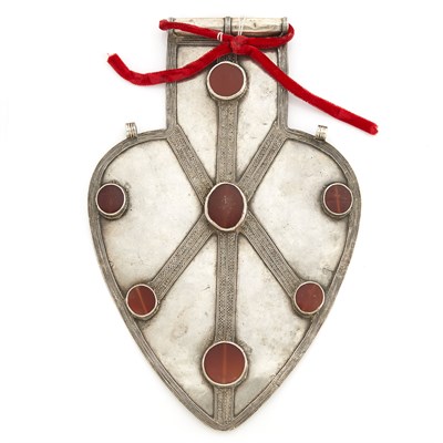 Lot 2173 - Mixed Metal and Carnelian Breast Plate Pendant