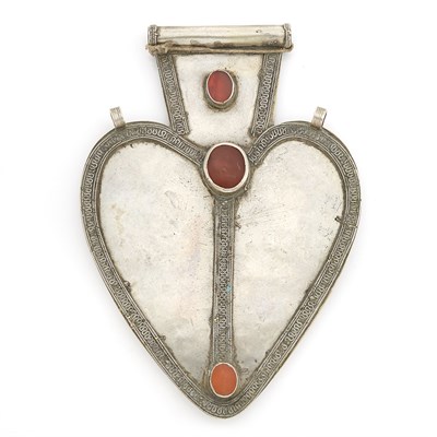Lot 2175 - Mixed Metal and Carnelian Breast Plate Pendant