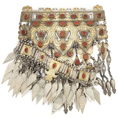 Lot 2183 - Mixed Metal and Carnelian Breast Plate Pendant and Belt