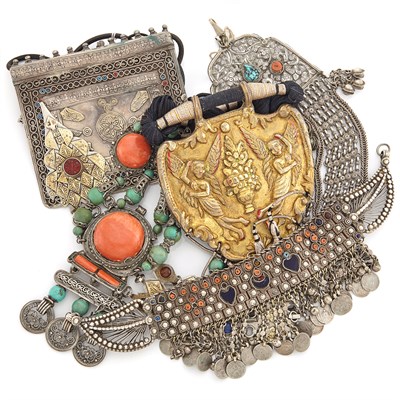 Lot 2184 - Group of Mixed Metal, Coral, Turquoise and Carnelian Ethnic Jewelry