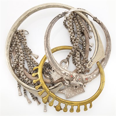 Lot 2194 - Four Mixed Metal Ethnic Necklaces