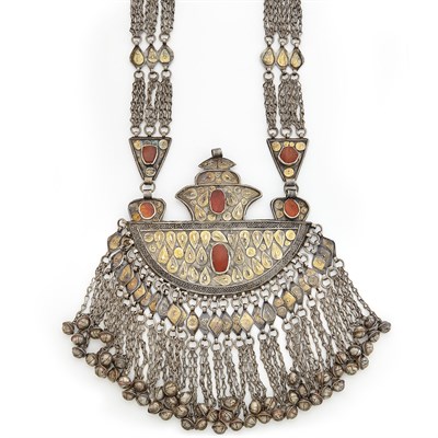 Lot 2195 - Oversized Mixed Metal and Carnelian Pendant-Necklace