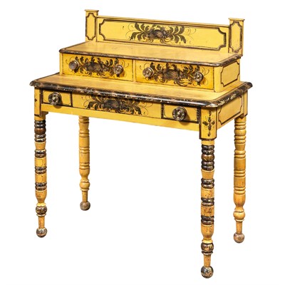 Lot 239 - American Yellow Painted and Decorated Wood...