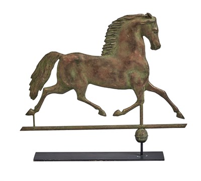 Lot 257 - Copper Black Hawk Running Horse Weathervane On...