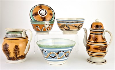 Lot 177 - Group of Five Mochaware Items First half 19th...