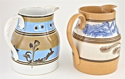 Lot 307 - Mochaware Pottery Jug 19th Century With bands...