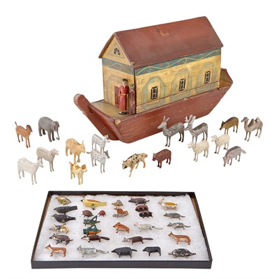 Lot 277 - Painted Wood Noah's Ark Toy Probably German,...