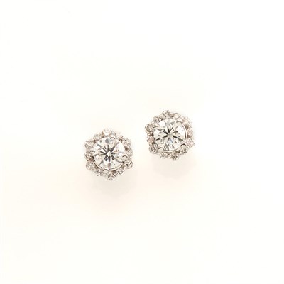 Lot 1861 - Pair of White Gold and Diamond Stud Earrings