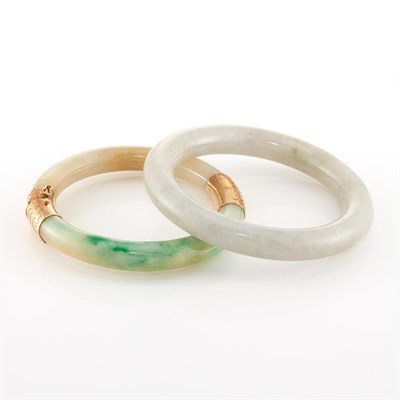 Lot 1596 - Two Jade Bangle Bracelets