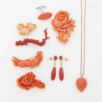 Lot 1897 - Group of Coral Jewelry