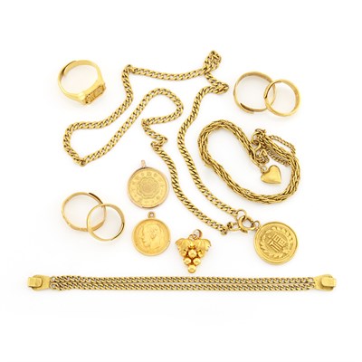Lot 1899 - Group of Gold and High Karat Gold Jewelry