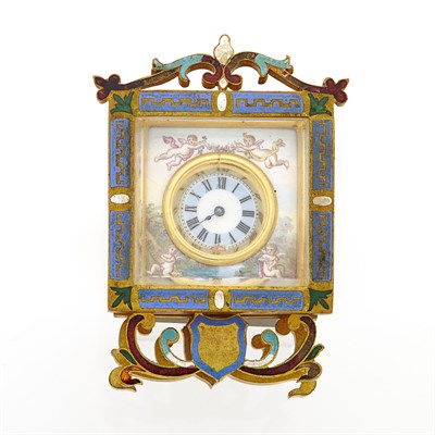 Lot 2010 - Metal and Enamel Desk Clock