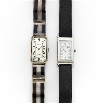 Lot 1800 - Sterling Silver and Enamel Buckle Wristwatch, Destino, and Stainless Steel Wristwatch, Tiffany & Co.