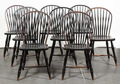 Lot 158 - Set of Eight Black Stained Hoop-Back Windsor...