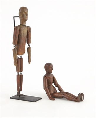 Lot 265 - Two Carved Wood Articulated Artist's Figures...