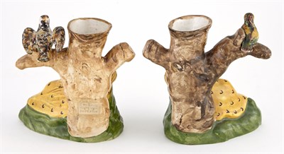Lot 195 - Pair of Staffordshire Pottery Spill Vases...