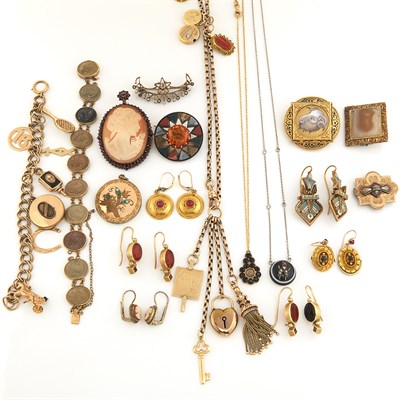 Lot 1693 - Group of Antique Gold, Low Karat Gold and Gold-Filled Jewelry