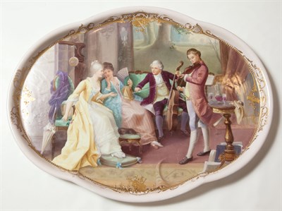 Lot 347 - Austrian Gilt and Hand-Painted Porcelain Tray...