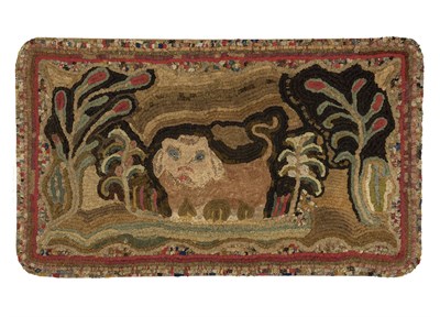 Lot 345 - Hooked and Sewn Pictorial Rug With a lion and...