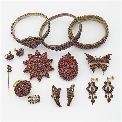 Lot 2007 - Group of Bohemian Garnet Jewelry
