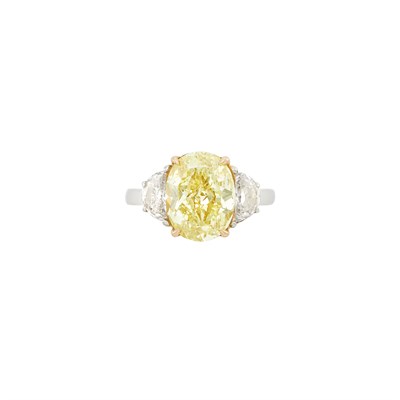 Lot 296 - Platinum, Gold, Fancy Yellow Diamond and Diamond Ring, Tiffany & Co.