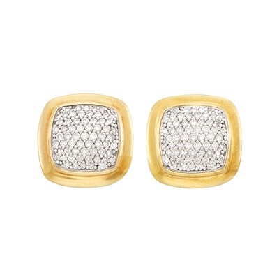 Lot 287 - Pair of Sterling Silver, Gold and Diamond Earrings, David Yurman