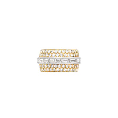 Lot 73 - Wide Gold, Platinum and Diamond Band Ring, David Webb