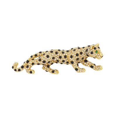 Lot 76 - Gold, Diamond and Black Onyx Panther Brooch