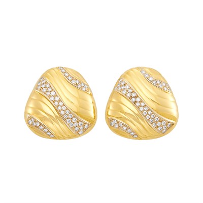 Lot 242 - Pair of Gold and Diamond Earclips, Tiffany & Co.