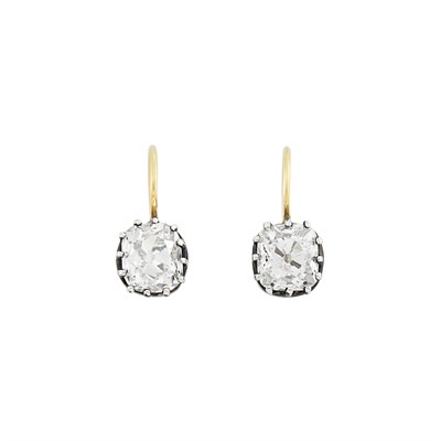 Lot 330 - Pair of Silver, Gold and Diamond Earrings