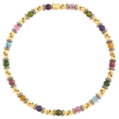Lot 21 - Gold, Colored Stone Bead and Hematite Necklace, Bulgari