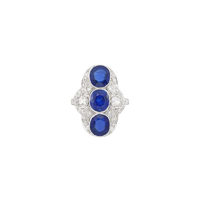 Lot 194 - Platinum, Sapphire and Diamond Ring
