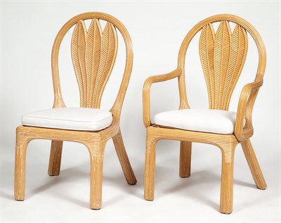 Lot 548 - Set of Six Rattan Dining Chairs Including two...